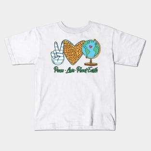 Peace Love Earth Kids T-Shirt